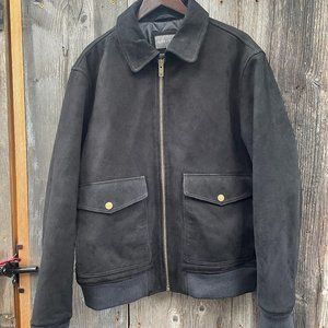 Slate and stone Suede leather flight jacket